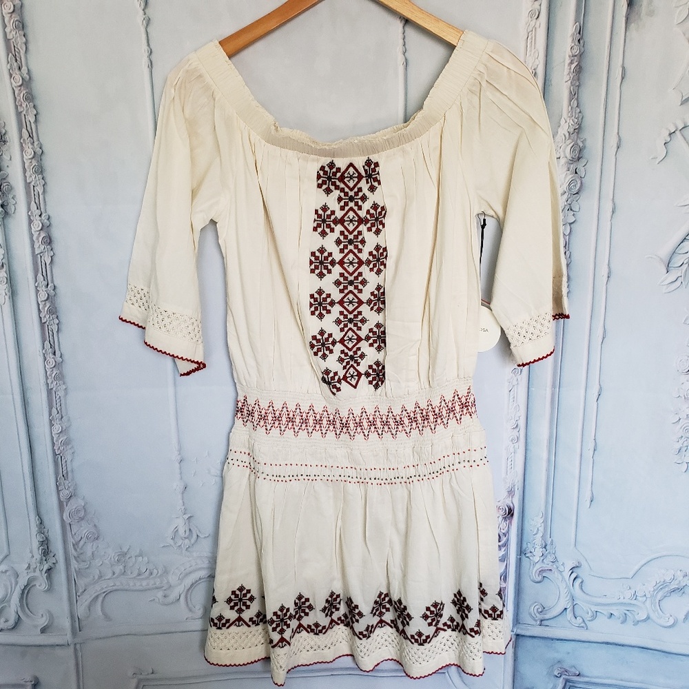 Tularosa Marietta Off Shoulder Embroidered Dress